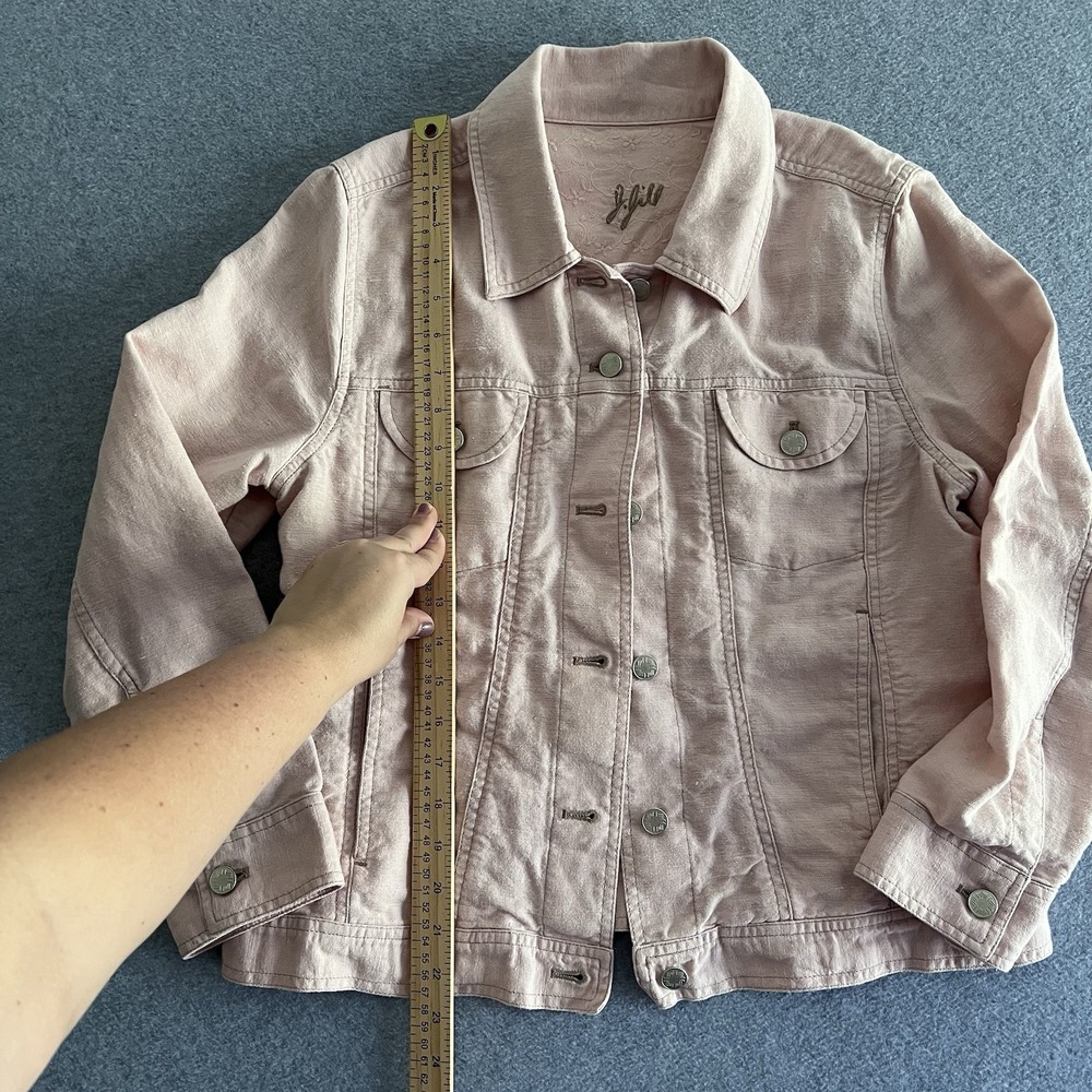 J. JILL COTTON LINEN LONG SLEEVE DENIM JACKET SIZE PM‎ PALE PINK BOHO COUNTRY CH - Picture 5 of 12